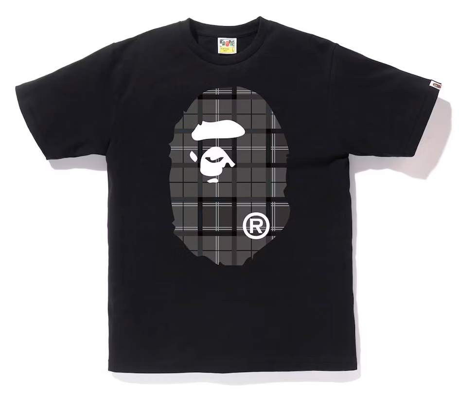 BAPE Logo Check Big Ape Head Tee Black/Black – RondevuNC