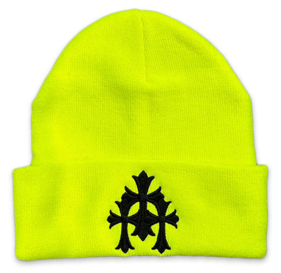 Chrome Hearts Cemetery Cross Beanie Neon Yellow – Rondevu