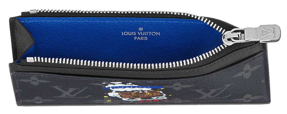 Louis Vuitton Coin Card Holder Monogram Eclipse Taiga Black in