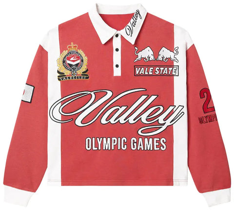 Vale Olympic Rugby L/S Polo  Red
