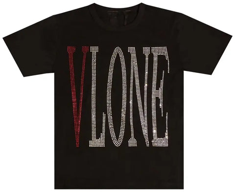 Vlone Swarovski Red Staple T-Shirt Black