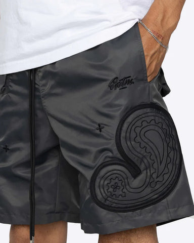 EPTM Puffer Paisley Shorts Charcoal