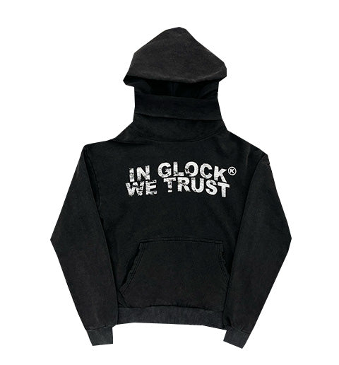 In Glock We Trust Neck Mask Hoodie Black/White – Rondevu