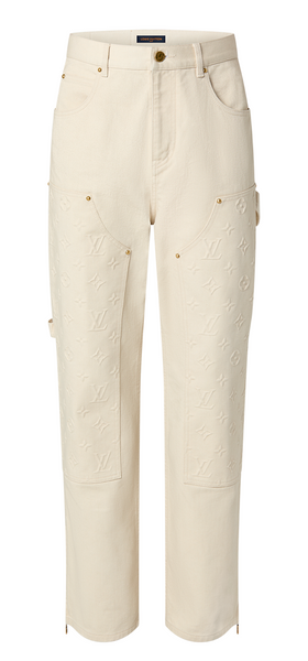 LOUIS VUITTON Monogram Cotton Pants White. Size 54