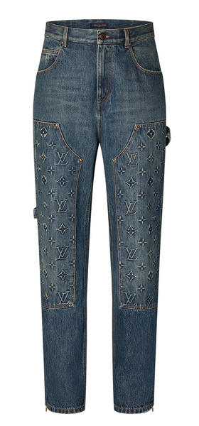 LV Louis Vuitton Monogram Workwear Denim Carpenter Pants Off-White