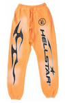 Hellstar Fire Orange Closed Elastic Bottom Sweatpants Orange Dye
