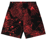 Sp5der AOP Web V2 Zip Up Sweatshort Black
