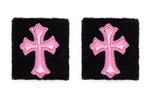 Chrome Hearts Pink Patent Leather Cemetery Cross Patch Sweat Bands Black/Pink