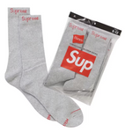 Supreme Hanes Crew Socks (4 Pack) Heather Grey