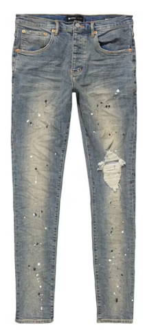 Purple Brand P002 Mid Rise Destroy Paint Jeans Indigo