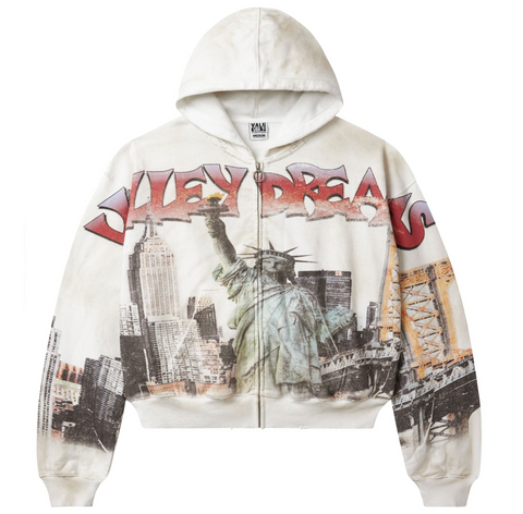 Vale NYC Zip Up Hoodie White