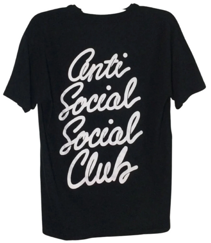Anti Social Social Club Cursive Tee  Black (Wilmington Location)
