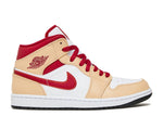 Air Jordan 1 Mid "Light Curry Cardinal Red" (Wilmington Location)